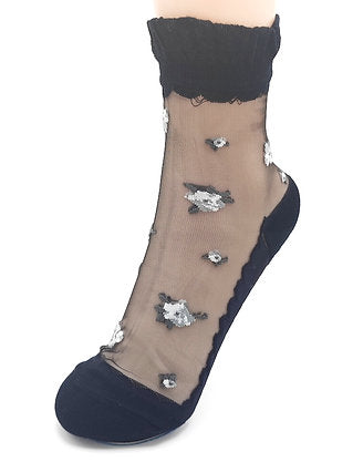 Sheer Floral Crew Socks — A Whisper of Luxury for Your Every Step