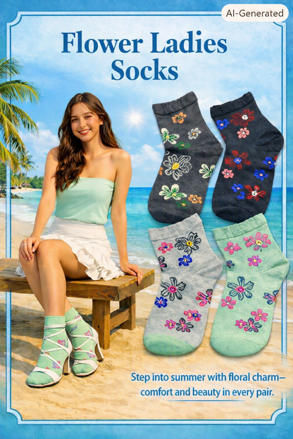 🌸 Frill Flowers Ladies Socks