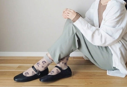Sheer Floral Crew Socks — A Whisper of Luxury for Your Every Step