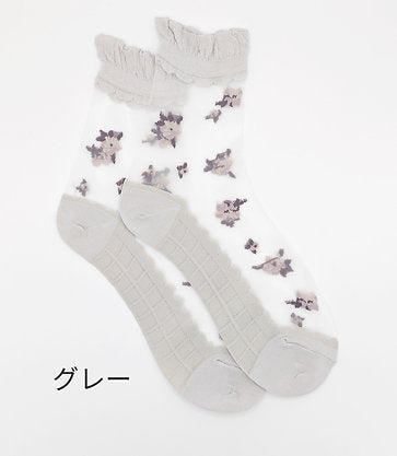 Sheer Floral Crew Socks — A Whisper of Luxury for Your Every Step