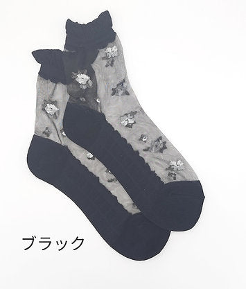 Sheer Floral Crew Socks — A Whisper of Luxury for Your Every Step