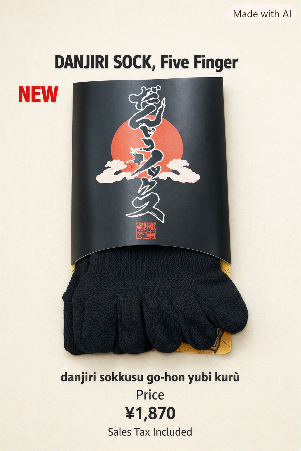 DANJIRI SOCKS – Festival Tabi Performance( Five Finger Black Sock)