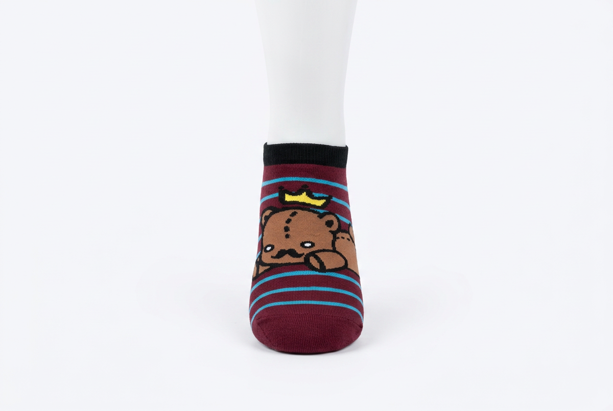 Cream cat sock with white background