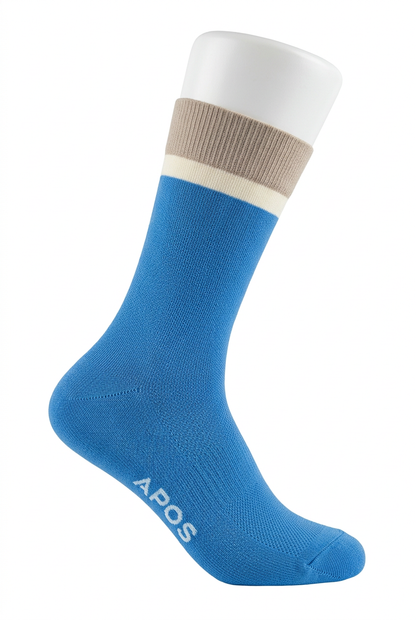 Enhanced blue APOS sock on a pure white background