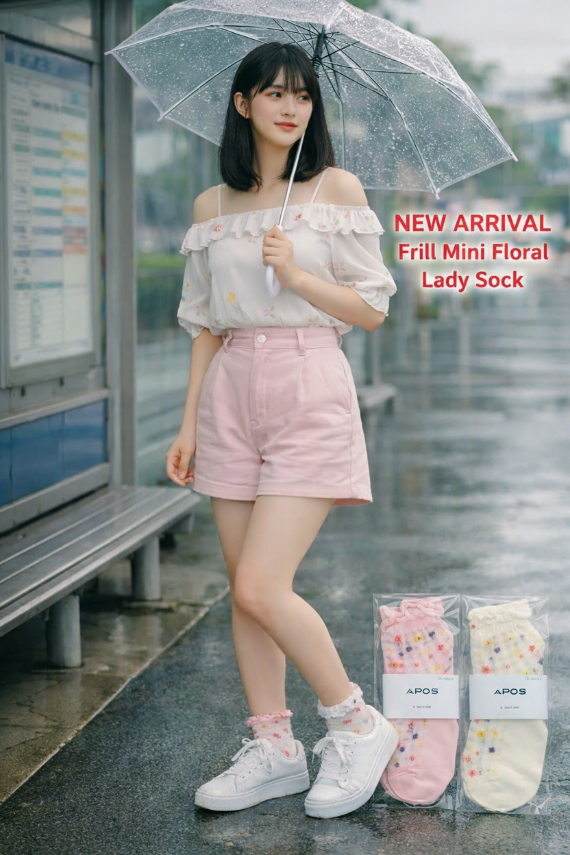 Frill Mini Floral Lady Sock - Clean