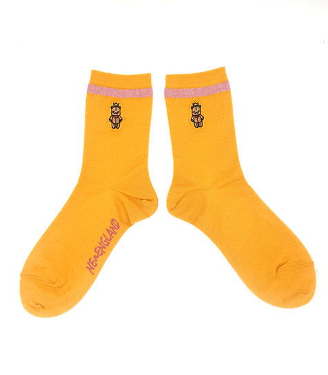 NEW ENGLAND embroidered glitter line socks