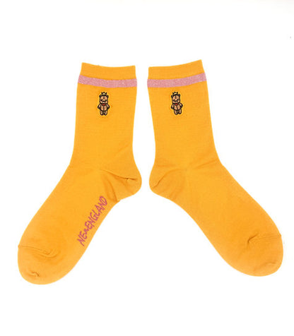 NEW ENGLAND embroidered glitter line socks
