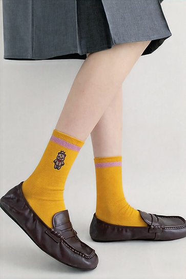 NEW ENGLAND embroidered glitter line socks